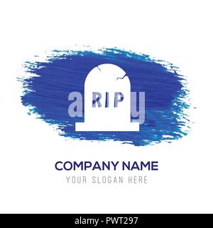 Halloween Grabstein RIP icon-Blau Aquarell Hintergrund Stock Vektor