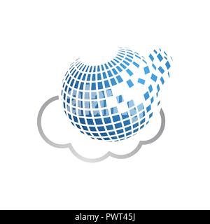 Kreative pixel Globe logo Roten Hintergrund für Ihr Text und Logo Stock Vektor