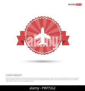 Flugzeugsymbol - Red Ribbon banner Stock Vektor