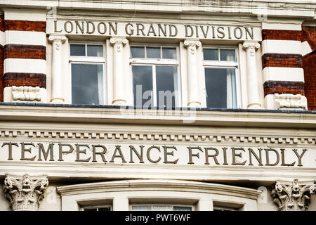 London England, Großbritannien, Southwark, Blackfriars Road, Sons of Temperance Friendly Society Building, historisches Gebäude, außen, Fassade, Vorderseite, Großbritannien GB Englisch Europa Stockfoto