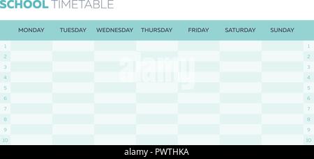 Schule Zeitplan vektor Planner für eine Woche Stock Vektor