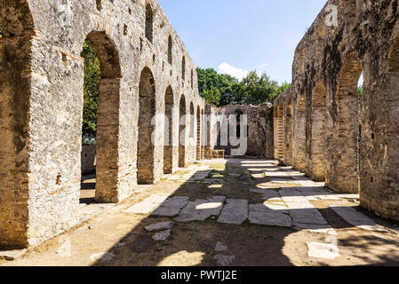 Basilika, antiken Stadt Butrint, Nationalpark Butrint, Saranda, Albanien Stockfoto