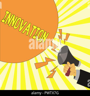 Text Zeichen zeigen Innovation. Konzeptionelle Foto neue Methode Idee Produkt verschiedene Kreative nicht vorher bekannt. Stockfoto