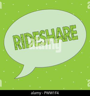 Handschrift text Rideshare. Begriff Sinne gemeinsame Fahrten oder Transport Fahrgemeinschaft Online Taxi Service. Stockfoto