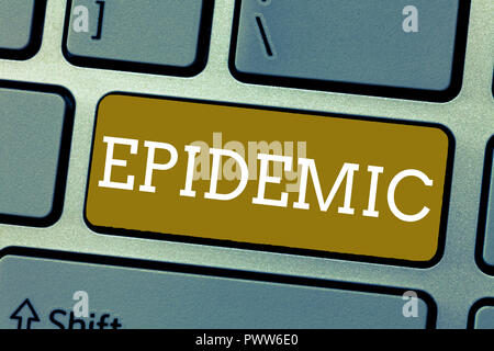 Handschrift text Epidemie. Konzept Bedeutung weit verbreitete Auftreten einer ansteckenden Krankheit in einer Gemeinschaft. Stockfoto