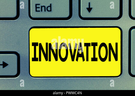 Wort schreiben Text Innovation. Business Konzept für neue Methode Idee Produkt verschiedene Kreative nicht vorher bekannt. Stockfoto