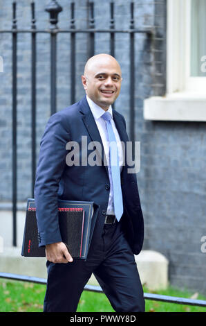 Sajid Javid MP, Innenminister, verlassen nach einer langen kabinettssitzung zu discus Brexit, Downing Street 16. Oktober 2018 Stockfoto