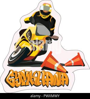 Moto Sport Aufkleber Vector Illustration für Drucken Stock Vektor