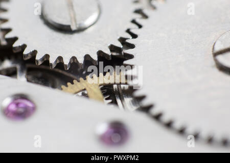 Extreme Nahaufnahme der innerhalb einer Armbanduhr Fall Stockfoto