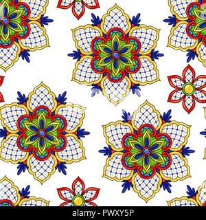 Mexikanische nahtlose Muster Blumen. Stock Vektor
