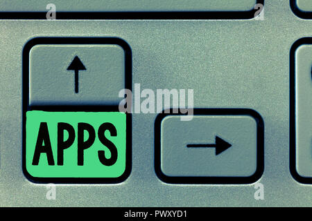 Konzeptionelle Hand schreiben, Apps. Business Foto Text eine Anwendung, die von einem Benutzer auf ein mobiles Gerät vor allem als heruntergeladen werden. Stockfoto