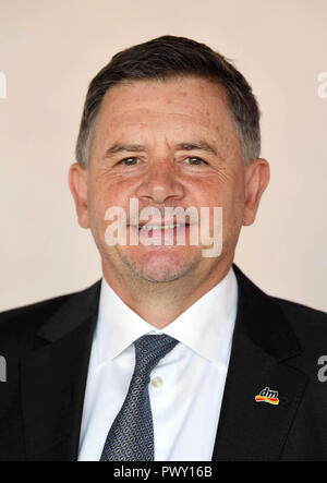 Karlsruhe, Deutschland. Okt, 2018 18. Erich Harsch, Vorsitzender der Geschäftsführung der Drogeriemarktkette dm, in Karlsruhe, die vor dem Start der Jahrespressekonferenz der Apotheke Gruppe. Credit: Uli Deck / dpa/Alamy leben Nachrichten Stockfoto