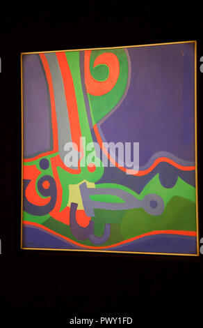London, UK, 18. Oktober 2018, DIA AZZAWI (Irak, geb. 1939) Bunte Buchstaben. Bei £ 18.000 geschätzt - 25.000 auf dem Display während ein Fotoshooting bei Bonhams, New Bond Street, heute fand die Vorschau Asiatische Kunst Woche für 3 Umsatz statt am 23./24. Oktober 2018. Diese Verkäufe sind: Islamische und Indische, Moderne und Zeitgenössische Kunst aus dem Nahen Osten, Moderne und Zeitgenössische asiatische Kunst und Kunst von Pakistan. Credit: Keith Larby/Alamy leben Nachrichten Stockfoto