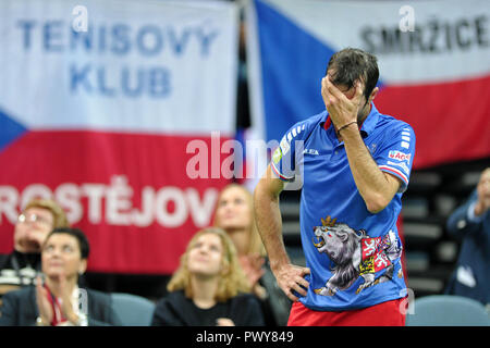 Prag, Tschechische Republik. Okt, 2018 18. Doppelter Sieger des Davis Cup Radek Stepanek Abschied seine Tenniskarriere am 18. Oktober in der O2 Arena in Prag in der Tschechischen Republik. Credit: Slavek Ruta/ZUMA Draht/Alamy leben Nachrichten Stockfoto