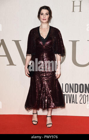 LONDON, GROSSBRITANNIEN. Oktober 18, 2018: Rachel Weisz an der London Film Festival Screening von "Favoriten" im BFI South Bank, London. Bild: Steve Vas/Featureflash Credit: Paul Smith/Alamy leben Nachrichten Stockfoto