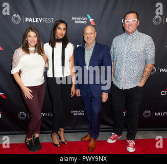 New York, NY - 18. Oktober 2018: die Richter der TV-Serie Top Chef Gail Simmons, Padma Lakshmi, Tom Colicchio, nämlich den Elliot teilnehmen Präsentation auf Paley Center für Medien Credit: Lev radin/Alamy leben Nachrichten Stockfoto