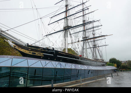 Die Cutty Sark Tee Clipper Segeln Schiff für die Öffentlichkeit als Museum in Greenwich an der Themse London England United Kingdom UK Stockfoto