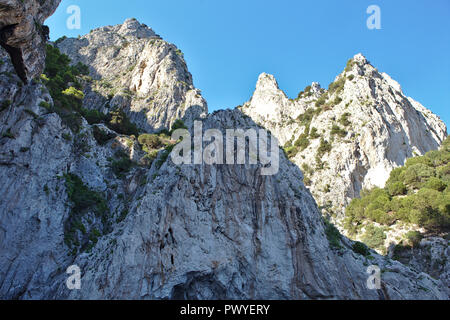 Zerklüftete Felsformationen auf Capri Stockfoto