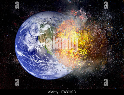 3D-Darstellung der en der Welt: Allegorie der Klimawandel in Fortschritte in diesen Jahren Stockfoto