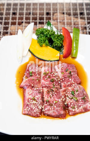 Raw premium Wagyu Beef Fleisch für japanische Yakiniku Stockfoto