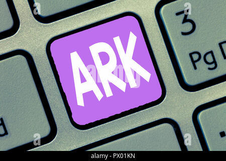 Wort schreiben Text Arche. Business Konzept für große hölzerne Schiff gebaut von Noah, um von der Flut zu überleben. Stockfoto