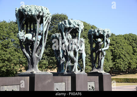 Vigeland Skulpturenpark, Fragner Park, Oslo, Norwegen. Der Park enthält das Lebenswerk des norwegischen Bildhauers Gustav Vigeland (1869 - 1943). Stockfoto