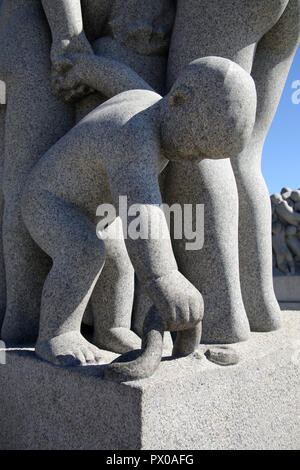 Vigeland Skulpturenpark, Fragner Park, Oslo, Norwegen. Der Park enthält das Lebenswerk des norwegischen Bildhauers Gustav Vigeland (1869 - 1943). Stockfoto