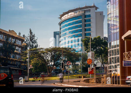 Kigali, Ruanda - September 21, 2018: Ubumwe Grande Hotel von der Straße in der Innenstadt gesehen Stockfoto