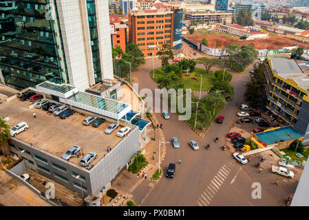 Kigali, Ruanda - September 21, 2018: ein Blick auf die Straße, in der Mitte der Stadt Stockfoto