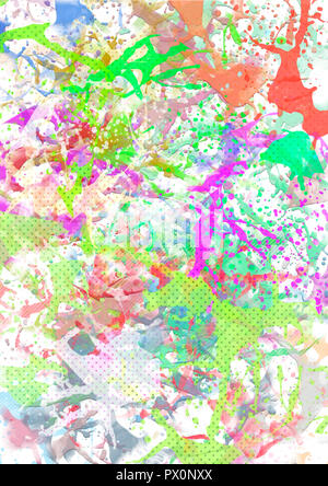 Spritzer von Farben auf weißem Hintergrund. Abstract für Design, bunte Farben und Lacke. Stockfoto