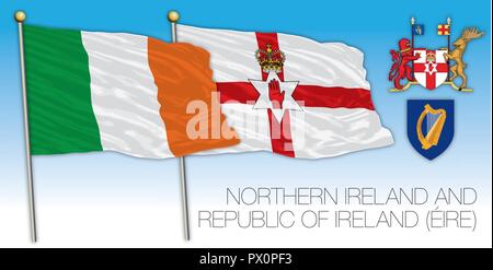 Irland und Nordirland Fahnen, Vector Illustration, Europa Stock Vektor