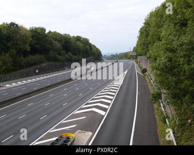 Autobahn M27 geschlossen für Brücke demoltion an Rownhams 2018 Stockfoto