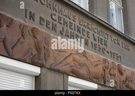 Wien, Gemeindebau des "Roten Wien" - Wien, Rat Tenement Blocks, 'roten Wien', Hickelgasse 11, Walter Pind 1931 Stockfoto