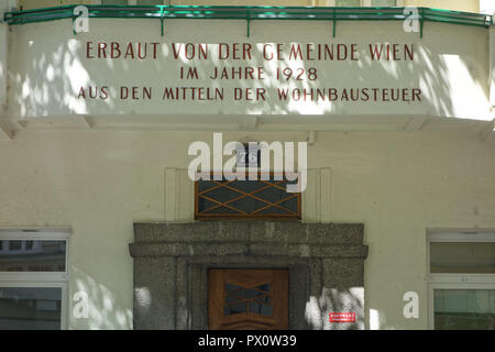 Wien, Gemeindebau des "Roten Wien" - Wien, Rat Tenement Blocks, 'roten Wien', meiselstraße 76, Josef Bier 1928 Stockfoto