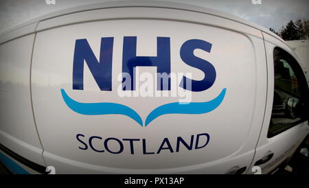 NHS Schottland logo Zeichen auf weißem Hintergrund van Medical Car Auge Konzept Stockfoto