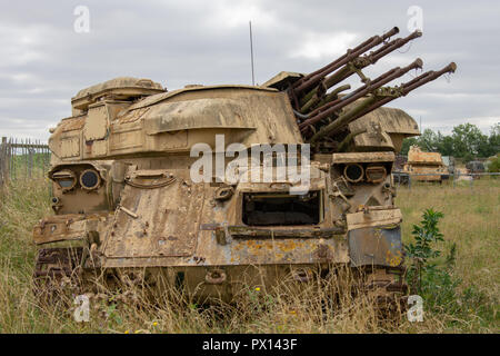 Rusty verlassenen russischen ZSU 23 Shilka anti-aircraft Tank Stockfoto