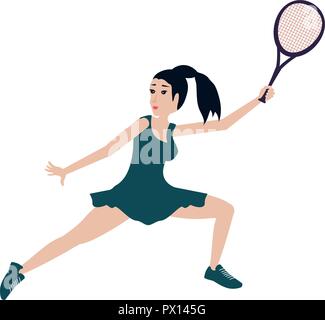 Frau Tennis spielen mit Schläger Vector Illustration Design Stock Vektor