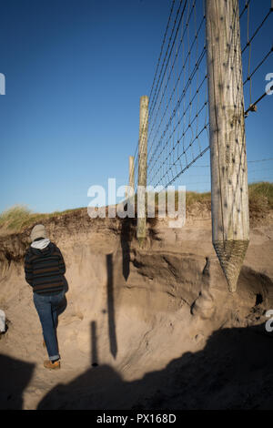 Erosion des Landes auf Machir, Bucht, Islay, Schottland. Stockfoto