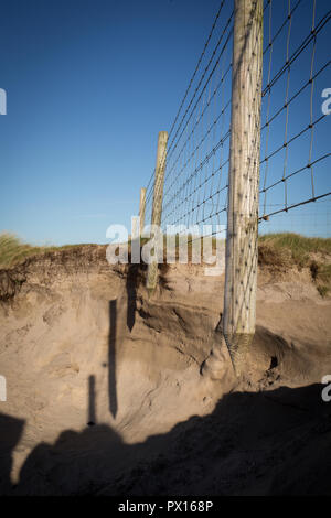 Erosion des Landes auf Machir, Bucht, Islay, Schottland. Stockfoto