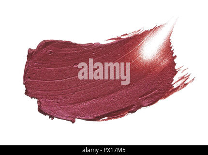 Rote Make-up verschmiert von Lip Gloss Hintergrund. Gebrochene rot creme lipstick Textur Hintergrund Stockfoto