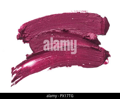 Rote Make-up verschmiert von Lip Gloss Hintergrund. Gebrochene rot creme lipstick Textur Hintergrund Stockfoto