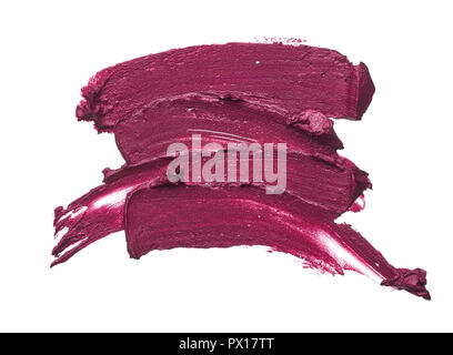Rote Make-up verschmiert von Lip Gloss Hintergrund. Gebrochene rot creme lipstick Textur Hintergrund Stockfoto