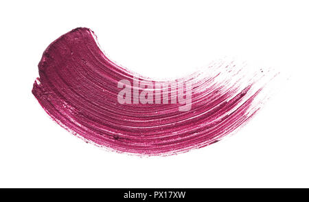 Rote Make-up verschmiert von Lip Gloss Hintergrund. Gebrochene rot creme lipstick Textur Hintergrund Stockfoto