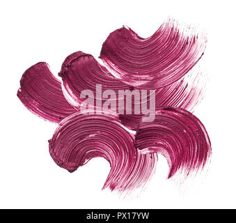 Rote Make-up verschmiert von Lip Gloss Hintergrund. Gebrochene rot creme lipstick Textur Hintergrund Stockfoto