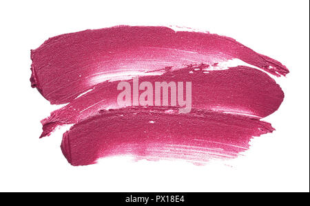 Rosa Make-up verschmiert von Lip Gloss Hintergrund. Broken Pink Cream lipstick Textur Hintergrund Stockfoto