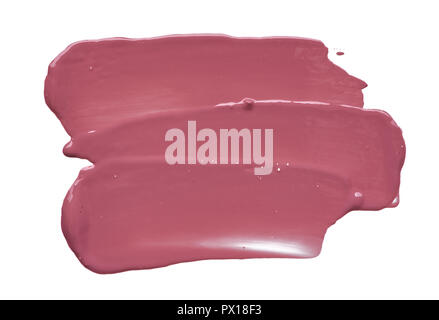 Rosa Make-up verschmiert von Lip Gloss Hintergrund. Broken Pink Cream lipstick Textur Hintergrund Stockfoto
