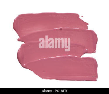 Rosa Make-up verschmiert von Lip Gloss Hintergrund. Broken Pink Cream lipstick Textur Hintergrund Stockfoto