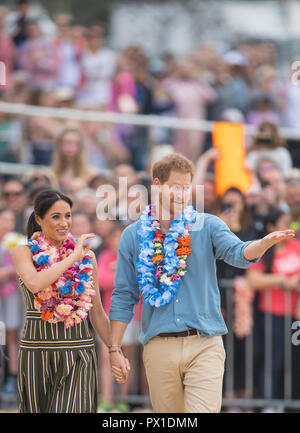 Der Herzog und die Herzogin von Sussex bei einem Besuch in South Bondi Beach in Sydney, am vierten Tag des königlichen Paar Besuch in Australien. Stockfoto