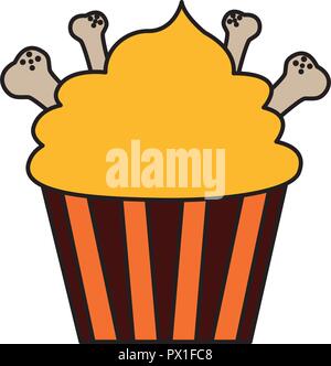 Happy Halloween Cupcake mit Knochen Vector Illustration Stock Vektor