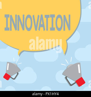 Text Zeichen zeigen Innovation. Konzeptionelle Foto neue Methode Idee Produkt verschiedene Kreative nicht vorher bekannt. Stockfoto